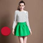 Long-sleeve Rosette Dotted Top