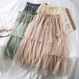 Asymmetric Velvet A-line Skirt