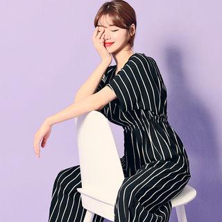 Tie-back Striped Jumpsuit