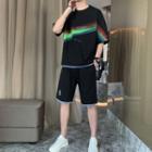 Set: Short-sleeve Color Block T-shirt + Sweatshorts