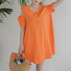 Round-neck Cutout-shoulder Minidress