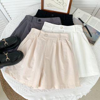 Elastic High-waist Wide-leg Dress Shorts