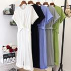 Short-sleeve Front Knot Wide-leg Jumpsuit