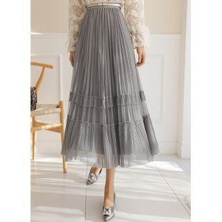 Reversible Tulle Satin Long Skirt