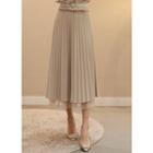 Reversible Tulle-layered Long Knit Skirt