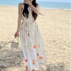 Cross Strap Floral Print A-line Dress