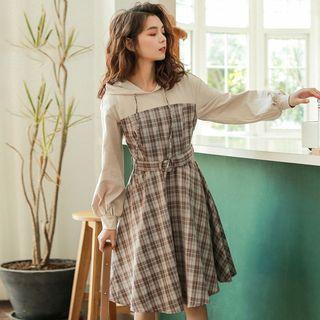 Hooded Mock Two Piece A-line Dress
