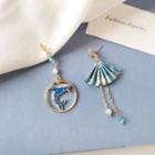 Whale Fan Asymmetrical Alloy Dangle Earring 1 Pair - Blue - One Size