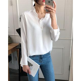 Frill-neck Crepe Top
