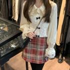 Lace Shirt / Plaid Skirt