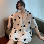 Short-sleeve Dotted Button Blazer