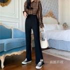 Slit-hem Wide Leg Pants Black - One Size
