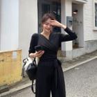 Wrap-front Wide-leg Jumpsuit Black - One Size