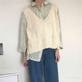 Striped Shirt / Knit Vest