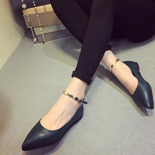 Faux-leather Ankle-strap Flats