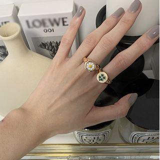 Embossed 925 Sterling Silver Flower / Clover / Cherry Ring