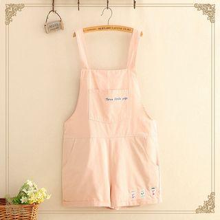 Piggy Embroidery Jumper Shorts As Shown In Figure - One Size