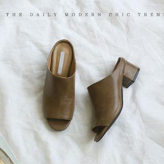 Peep-toe Block-heel Mules