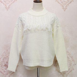 Fringed Cable-knit Sweater