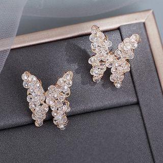 Rhinestone Butterfly Stud Earring 1 Pair - Rhinestone Butterfly Stud Earring - One Size