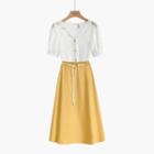 Set; Short-sleeve Top + A-line Skirt