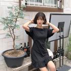 Tie-waist Frill-edge Dress