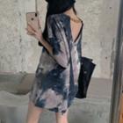 Short-sleeve Tie-dye Open Back T-shirt