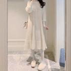 Long-sleeve Sweater Dress White - One Size