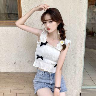 Square-neck Bow-accent Tank Top