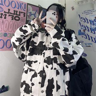 Cow Print Buttoned Jacket
