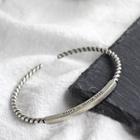 925 Sterling Silver Ribbed Bar Open Bangle Silver - One Size