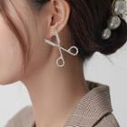 Rhinestone Scissors Earring 1 Piece - As Shown In Figure - One Size