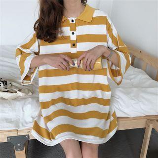 Short-sleeve Striped Loose-fit Polo-shirt