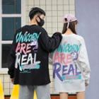 Couple Long-sleeve Printed Loose T-shirt