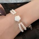 Layered Faux Pearl Bracelet 1 Pc - White - One Size