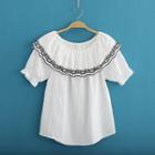 Off-shoulder Lace Trim Top As Shown In Figure - One Size