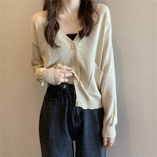 Long-sleeve V-neck Pocket Knit Cardigan