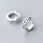 925 Sterling Silver Smiley Hoop Earring 1 Pair - S925 Silver - One Size