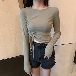 Drawstring Round-neck Top