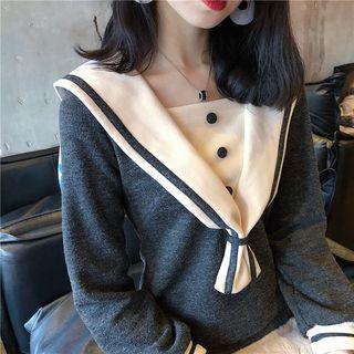 Long-sleeve Sailor Collar Slim Fit Dress