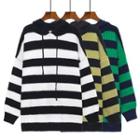 Color Block Stripe Hooded Sweater