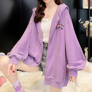 Rainbow Print Zip-up Jacket