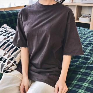 Boxy-fit Plain Elbow-sleeve T-shirt