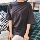 Boxy-fit Plain Elbow-sleeve T-shirt