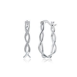 925 Sterling Silver Simple Twisted Rope Earrings Silver - One Size