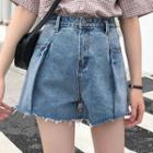 Frayed   Trim Denim Shorts