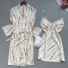 Set: Printed Silk Night Dress + Robe