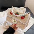 Strawberry Embroidered Woven Crossbody Bag