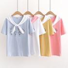 Short-sleeve Print Paneled T-shirt