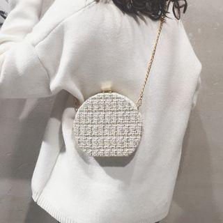 Chain Tweed Round Crossbody Bag